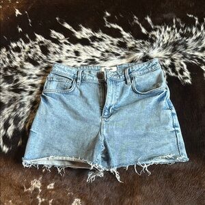 Wrangler Retro Blue Jean Shorts with Frayed Hem